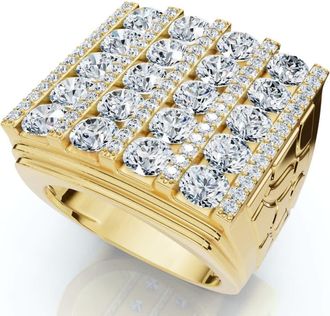 Pompeii3 7Ct Diamond Ring Mens Round Flashy Polished Wedding Band in White or Yellow Gold