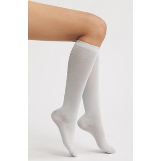 High Heel Jungle Metallic Knee High Socks in Silver at Nordstrom
