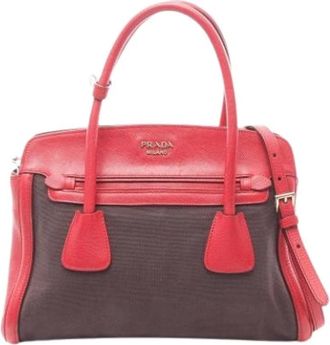 Prada Pre-owned Handbags, female, Brown, Size: ONE SIZE Pre-owned Vintage Canvas Handbag