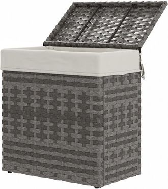 OUTSUNNY Baule Contenitore da Esterno in Rattan con Rivestimento Interno Grigio