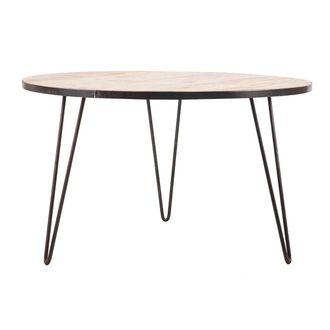 Miliboo Miliboo - Mesa De Comedor Redonda Industrial Madera Metal D125 Atelier