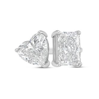 Diana M. Jewels Platinum 5ct Lab Grown Radiant & Heart Diamond Two-Stone Ring