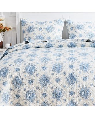 Melange Home Dnu M&eacute;lange Home Cotton Soft Flannel Vintage Floral Quilt Set