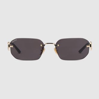 Gucci Rectangular-frame Sunglasses, Gold