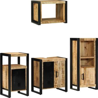 vidaXL Juego De Muebles De Ba&ntilde;o 4 Uds. Marr&oacute;n Y Negro 55 X 35 X 60 Cm Vidaxl