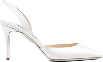 Aquazzura 85 mm So Nude slingback pumps met puntige neus - Wit