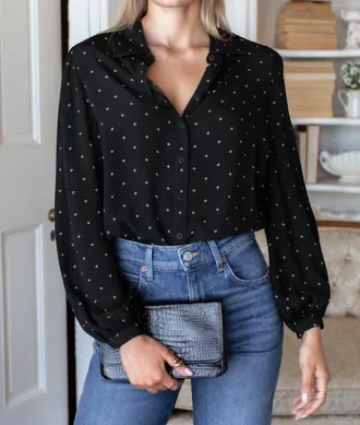 Emerson Fry Frankie Blouse In Black Swan Diamonds