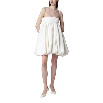 Rotate ROTATE Birger Christensen, Short Dresses, female, White, Size: XS Pleated Midi Strap Dress