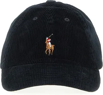 Ralph Lauren Black Corduroy Logo Baseball Hat
