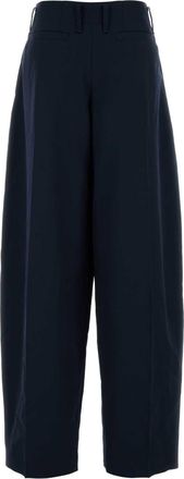 Alexander McQueen Womens Wide-Leg Wool Trousers Navy Plt Trs