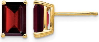 Diamond2Deal 14k Yellow Gold 7x5mm Emerald Cut Garnet Earrings