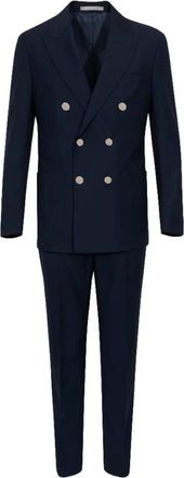Eleventy Double-breasted pak - Heren - Business pakken - Blauw - L - Wol - Kostuums