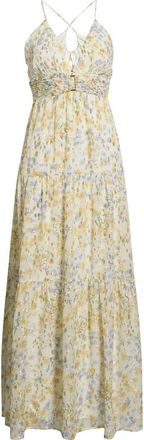 Parker The Liora Metallic Floral Tiered Maxi Dress in Egret at Nordstrom, Size 14