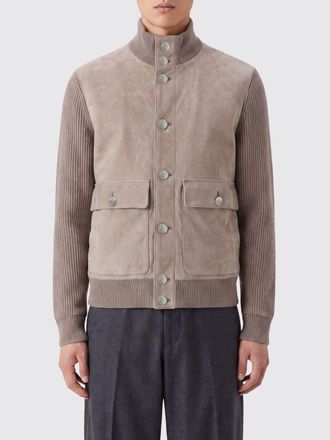 Brunello Cucinelli Bomber in pelle di vitello scamosciata con dettagli in maglia