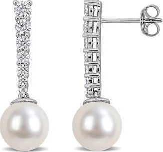 Delmar Moissanite & Cultured Freshwater Pearl Drop Earrings in White at Nordstrom Rack