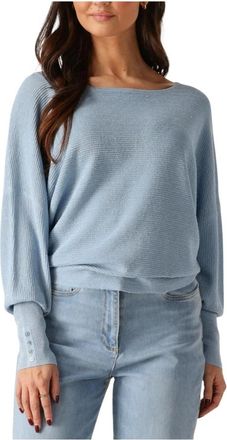 Nukus Nukus, Truien & Vesten, Dames, Blauw, L, Batwing Pullover Lurex Trui Blauw