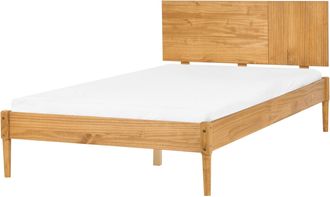 Beliani Cama Con Somier Estilo Escandinavo De Madera De Pino Natural 120 X 200 Cm Marr&oacute;n Claro Flavignac