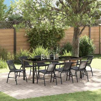 vidaXL Conjunto De Comedor De Jard&iacute;n 9 Pcs Negro Vidaxl