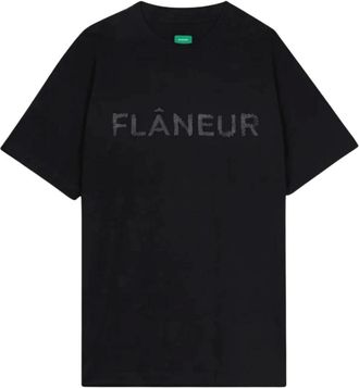 Flaneur Gestikt Logo T-shirt - Heren - T-shirts - Zwart - L - Katoen - Tops
