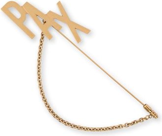 Moschino Pax chain-detail brooch - women - Brass - One Size - Gold
