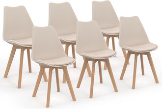 IDMarket Lote De 6 Sillas De Comedor Escandinavas Sara Beige