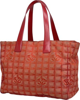 Chanel Red Color New Travel Line Shoulder Bag Tote Bag (Pre-Owned)