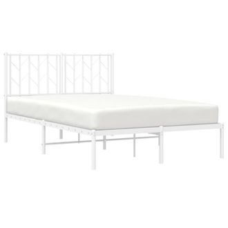 Berkfield Home Metal Bed Frame without Mattress with Headboard White 120x190cm | Size: 120x190 cm
