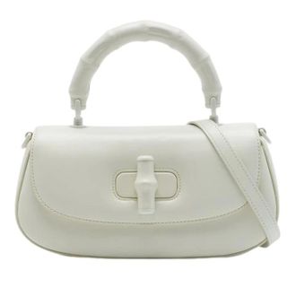 Gucci Pre-owned Bamboo Top Handle Satchel - Dames - Pre-owned - Wit - Maat: ONE Size Leer