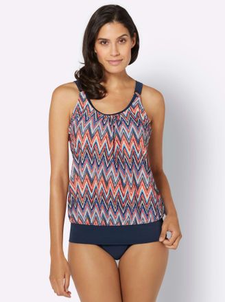 Feel Good Tankini-Top FEEL GOOD, Damen, Gr. 38, Cup B, blau (marine, bunt, bedruckt), Elasthan, Polyamid, Bikini-Oberteile Tankini-Top