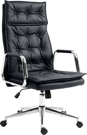 Clp Silla De Oficina Sotira En Cuero Real Negro
