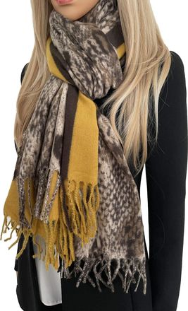 The Accessory Co. Women Leopard Print Scarf Shawl - Animal Leopard Print Gifts, Silk Pashmina Wrap, Large Long Ladies Scarves, Wearable Blanket Scarf, Womens Winter Sca