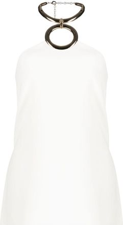 Elie Saab necklace-collar halterneck top - women - Viscose/Acetate/Elastane/Silk - 44 - White