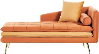 Beliani Beliani - Tufted Thickly Padded Living Room Chaise Lounge Velvet Orange Gonesse