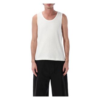 STUDIO NICHOLSON Sleeveless Tops, male, White, Size: M Knit Tank