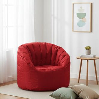 Talamo Italia Dmora Fauteuil Rond Rembourr&eacute;, Couleur Rouge, Dimensions 80 X 80 X 80 Cm