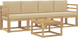 vidaXL Conjunto De Sof&aacute;s De Exterior 5 Uds. Y Beige Vidaxl