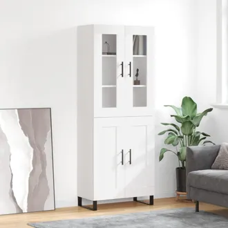 vidaXL Vidaxl - Aparador Alto Madera Contrachapada Blanco 69,5x34x180 Cm