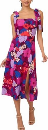 Adrianna Papell Bold Floral Midi Dress In Vibrant Pink & Purple