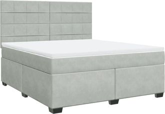 vidaXL Vidaxl - Cama Box Spring Con Colch&oacute;n Terciopelo Gris Claro 180x200 Cm