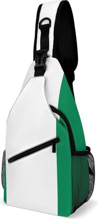 Generic Nigeria Flag Mens Shoulder Bags Sling Crossbody Backpack Travel Hiking Chest Bag with Small Side 38x20cm