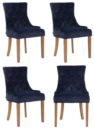 Clp Clp - Juego De 4 Sillas De Comedor Aberdeen En Terciopelo Azul Antiguo Claro