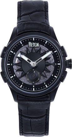 Reign Solstice Automatic Semi-Skeleton Watch - Black