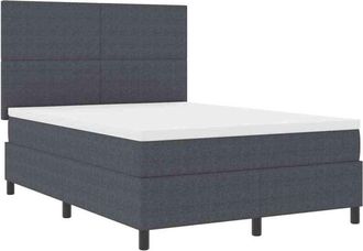 vidaXL Box Spring Bed Dark Grey and White 140 x 190 cm Corduroy Fabric vidaXL