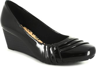 Comfort Plus Cortez Womens Wedges - Ladies Wedge Shoes in Black, Comfortable Shoes with Extra Padded Insock, Wide Fit Shoes Women with Patent PU Upper Black 5 UK