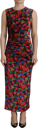 Dsquared2 Dsquared&sup2; Floral Bodycon Ruched Maxi Womens Dress (Pre-Owned)