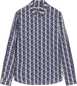 Trussardi Casual Shirts - Heren - Casual Overhemden - Blauw - S - Katoen - Overhemden