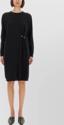 Fabiana Filippi long sleeve round neck knee-length dress button detail