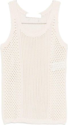 Golden Goose White Round Neck Embroidered Cotton Tank Top