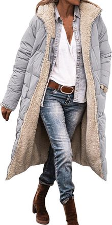 Generic Winter Jackets For Women Uk: Fleece Lined Waterproof Coat Windproof Long Jacket Ladies Parka Jacket Plus Size Hooded Quilted Outwear Coat Zipper Padde