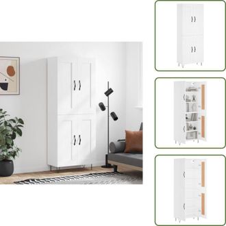 vidaXL Credenza con ante - vidaXL Credenza Bianca 69,5x34x180 cm in Legno Multistrato - Credenza con scaffale